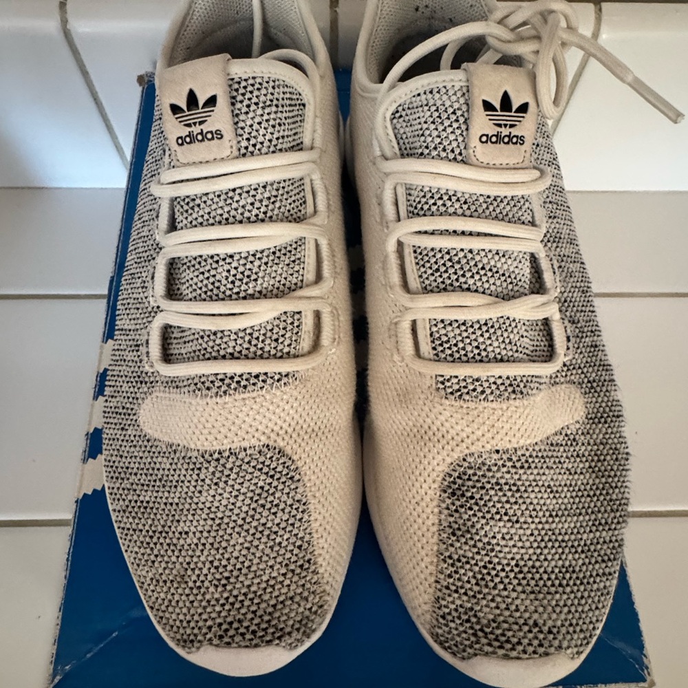 Adidas Men's Knit Sneakers in Cream and Black